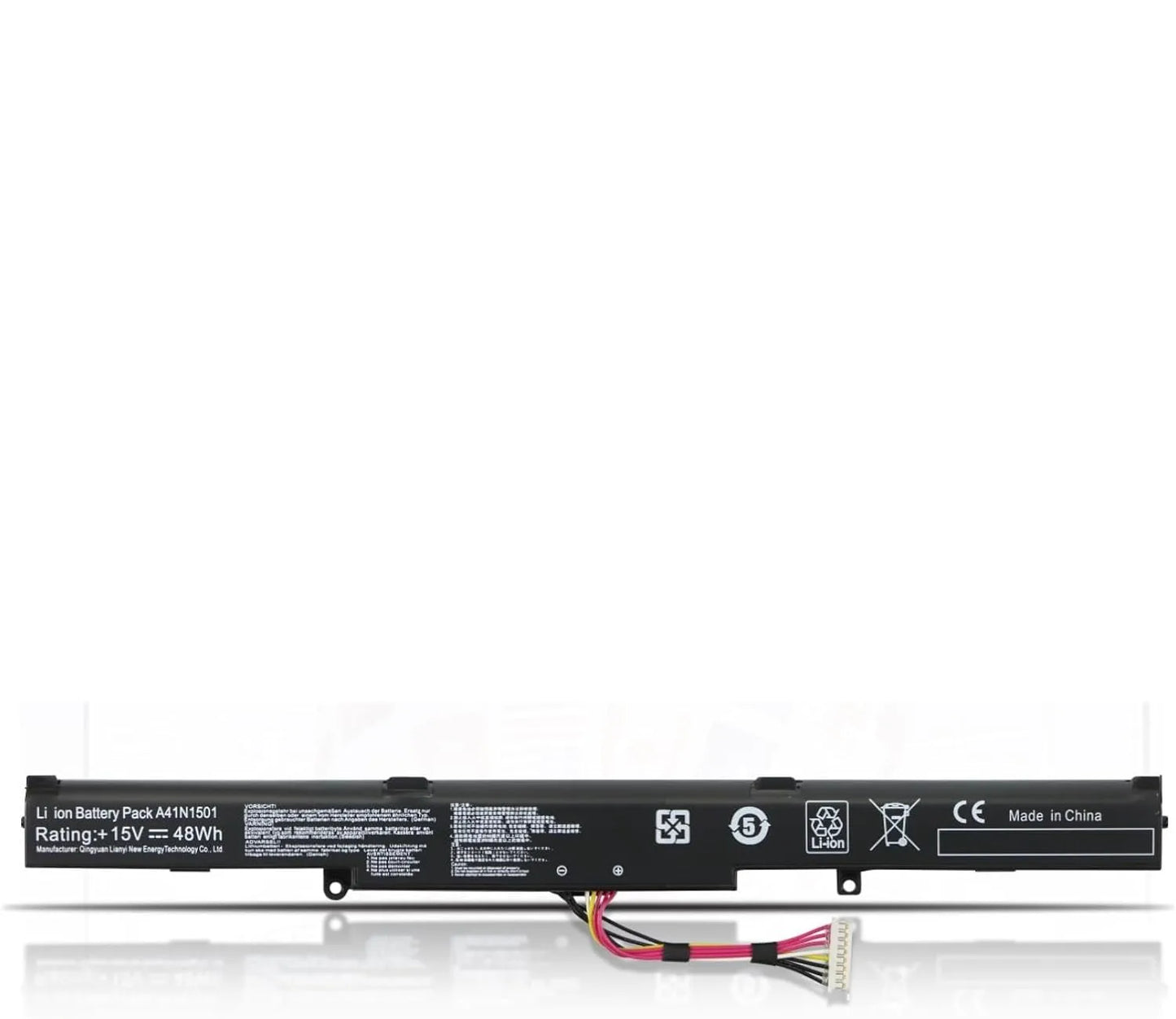 ASUS A41N1501 battery compatible with GL752VW, N552V, X550E, 44Wh capacity, 2950mAh, 15V, 12