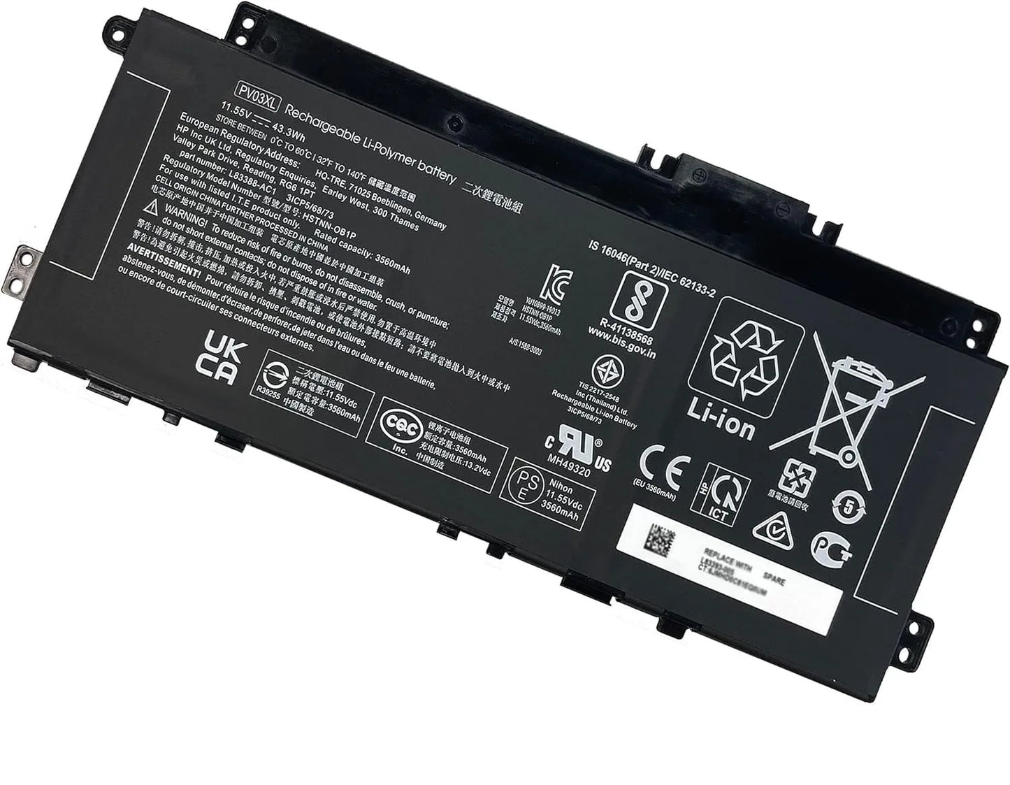 PV03XL PP03XL Laptop Battery for HP Pavilion x360 14-DV 14-DW 14-DK – High-quality replacement battery for reliable performance and long-lasting power.