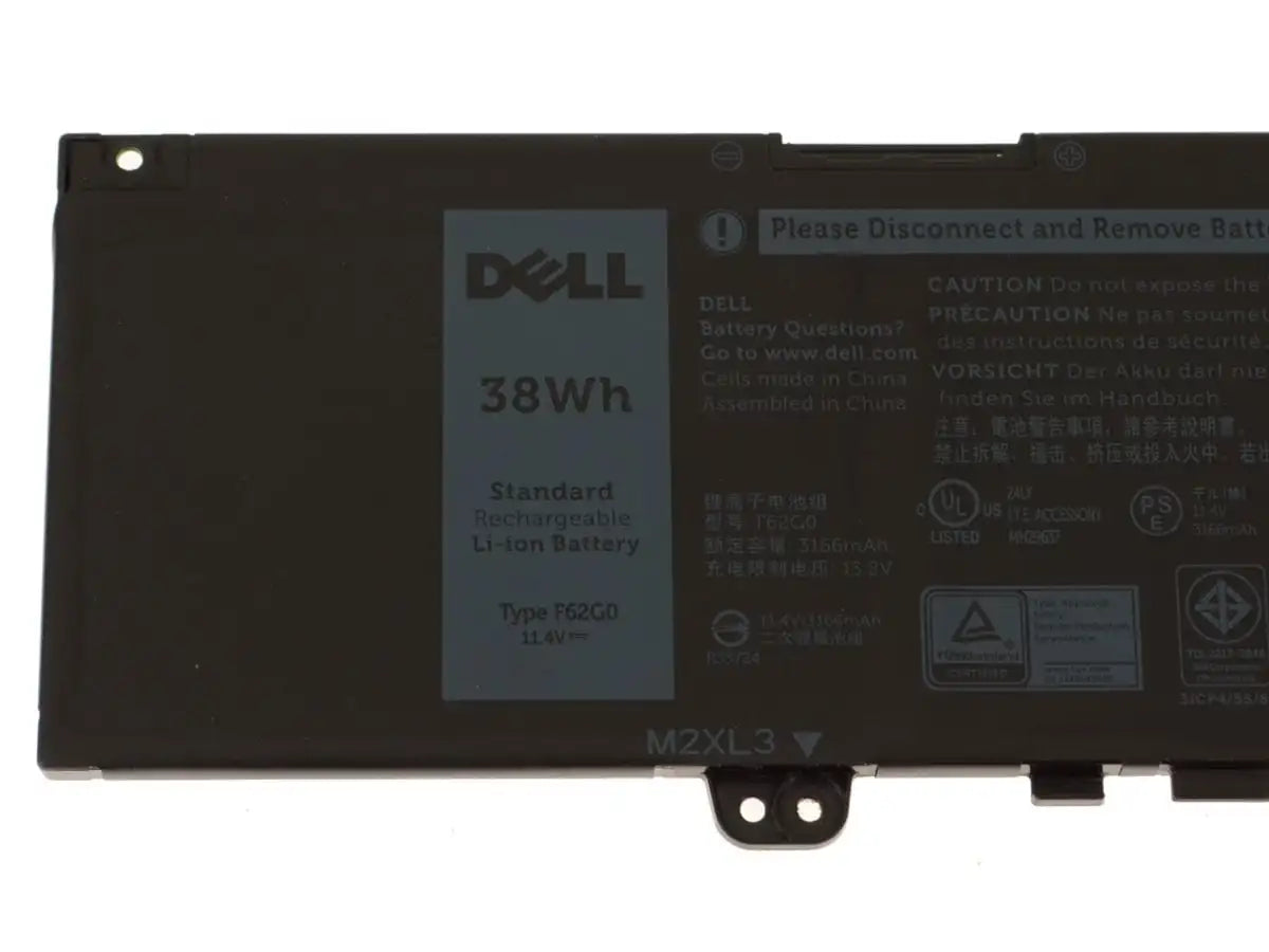 Dell F62G0 Genuine Battery – 11.4V 38Wh | Replacement for Dell Inspiron 13 5370, 7370, 7373, 7380, 7386 & Vostro 5370 Laptops